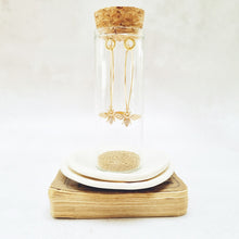 Load image into Gallery viewer, Gold Bee with Crystal Oval Hoop Earrings in a Bottle
