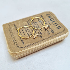 Gold Plated Bee Pendant Hoop Earrings.