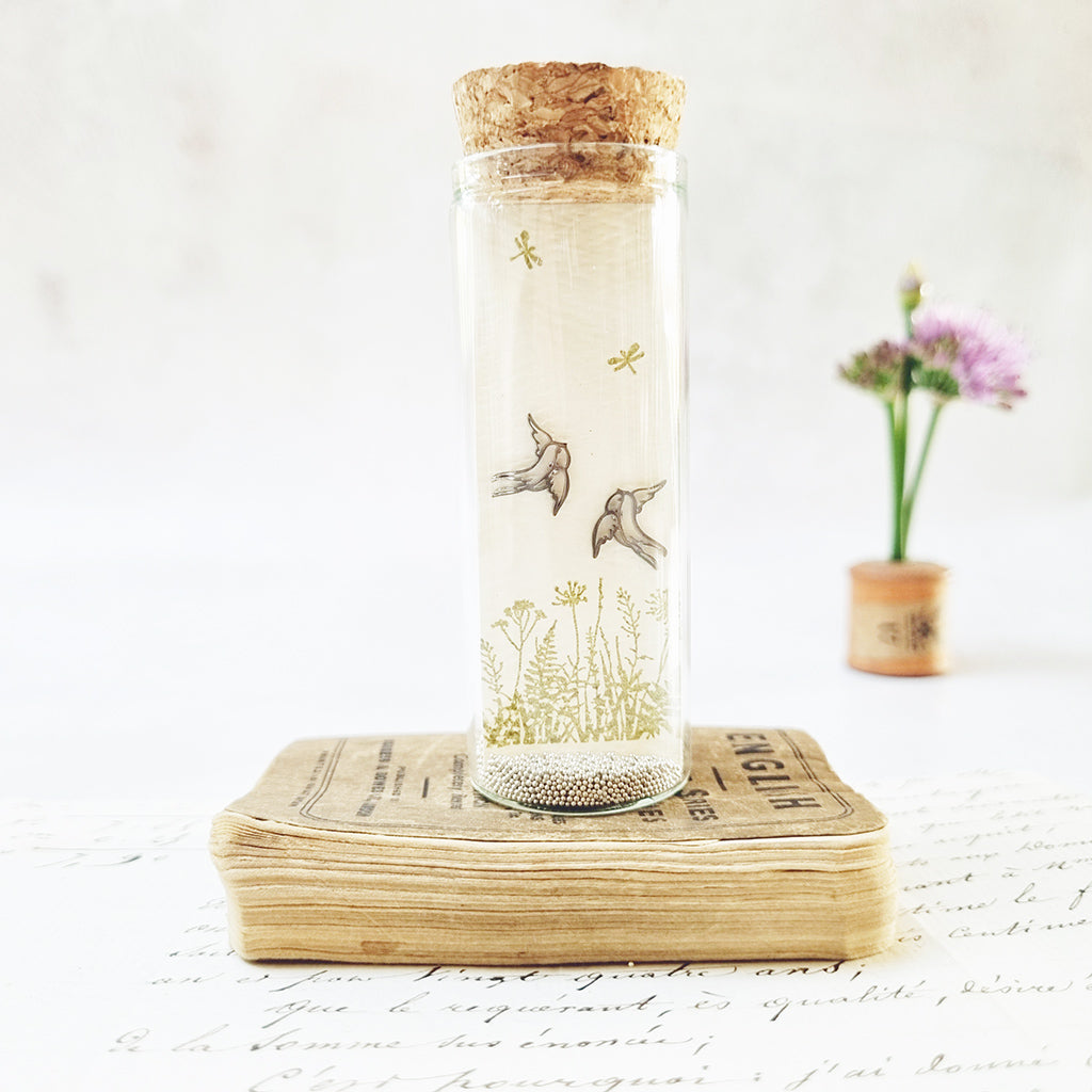 Delicate Blue Bird Stud Earrings in a bottle - Zamsoe