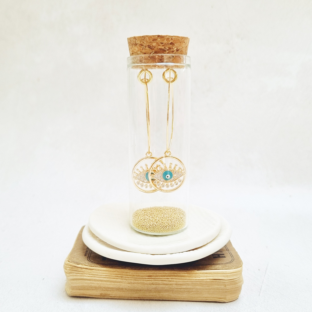 Gold Evil Eye Oval Hoop Earrings in a Bottle