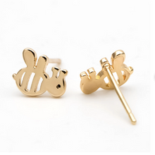 Load image into Gallery viewer, Gold filigree bee stud earrings in a bottle - 572
