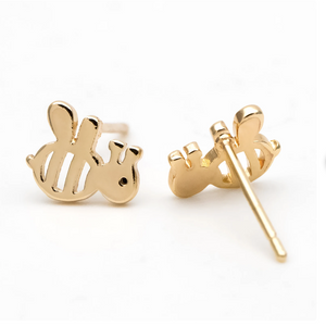 Gold filigree bee stud earrings in a bottle - 572