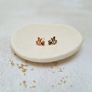 Gold filigree bee stud earrings in a bottle - 572