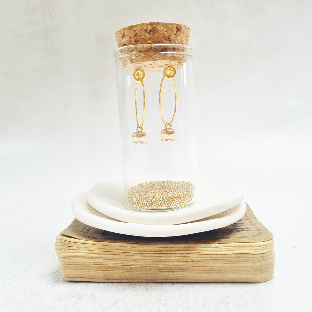 Gold Flower Hoop Earrings. - Zamsoe