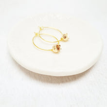 Load image into Gallery viewer, Gold Plated Flower Hoop Earrings.
