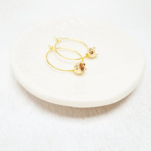 Gold Plated Flower Hoop Earrings.