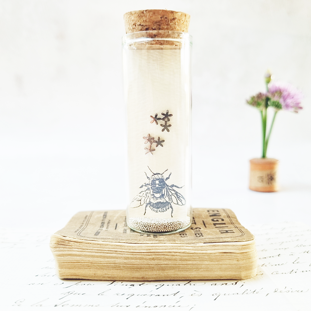 Classic forget me not flower stud earrings in a bottle - style 2 - Zamsoe