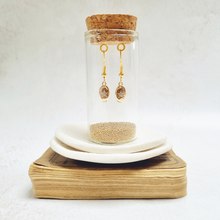 Load image into Gallery viewer, Gold-plated Pebble and Crystal French Hook Earrings in a Bottle
