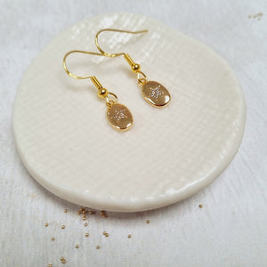 Gold-plated Pebble and Crystal French Hook Earrings in a Bottle