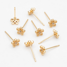 Load image into Gallery viewer, Gold daisy flower stud earrings in a bottle
