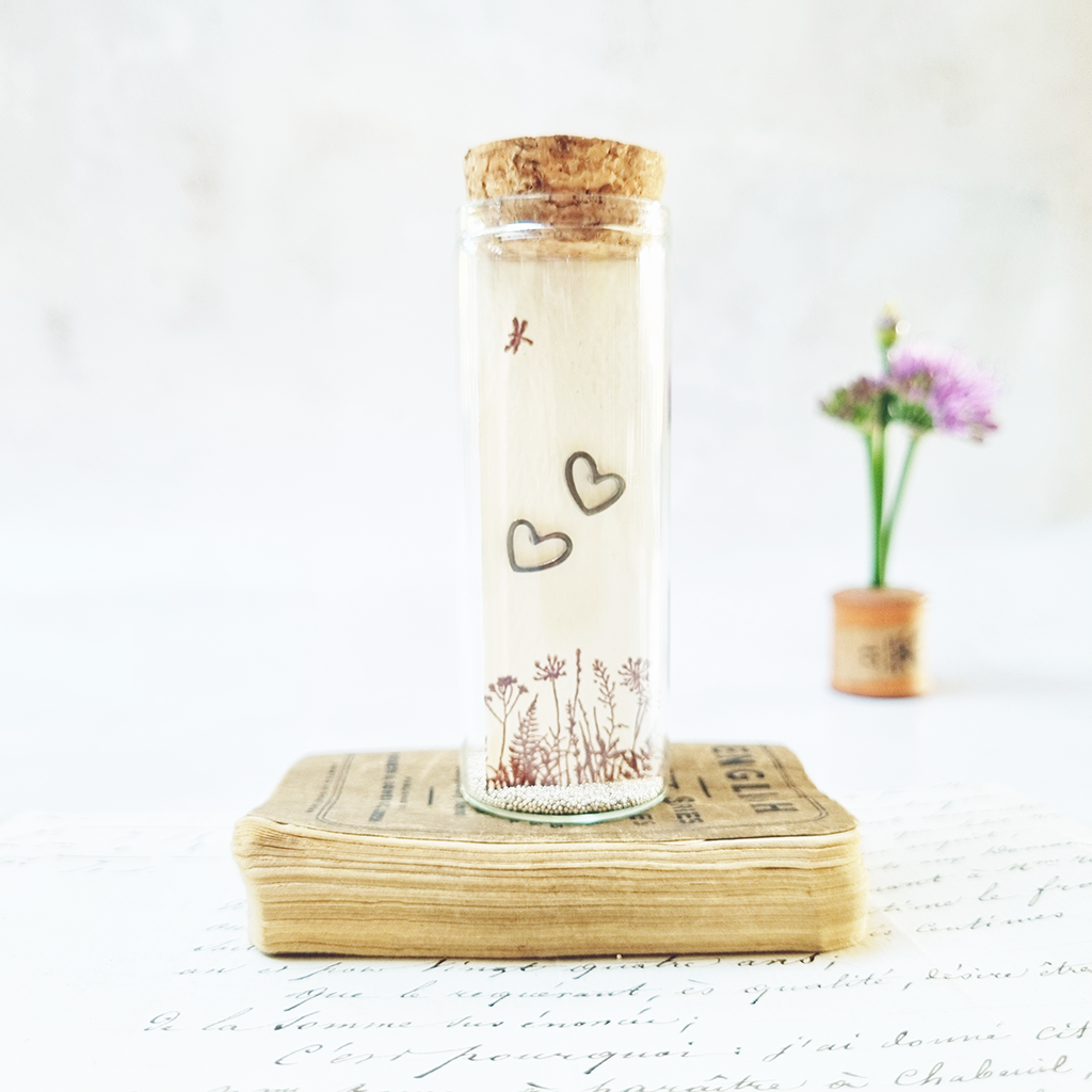 Classic heart stud earrings in a bottle