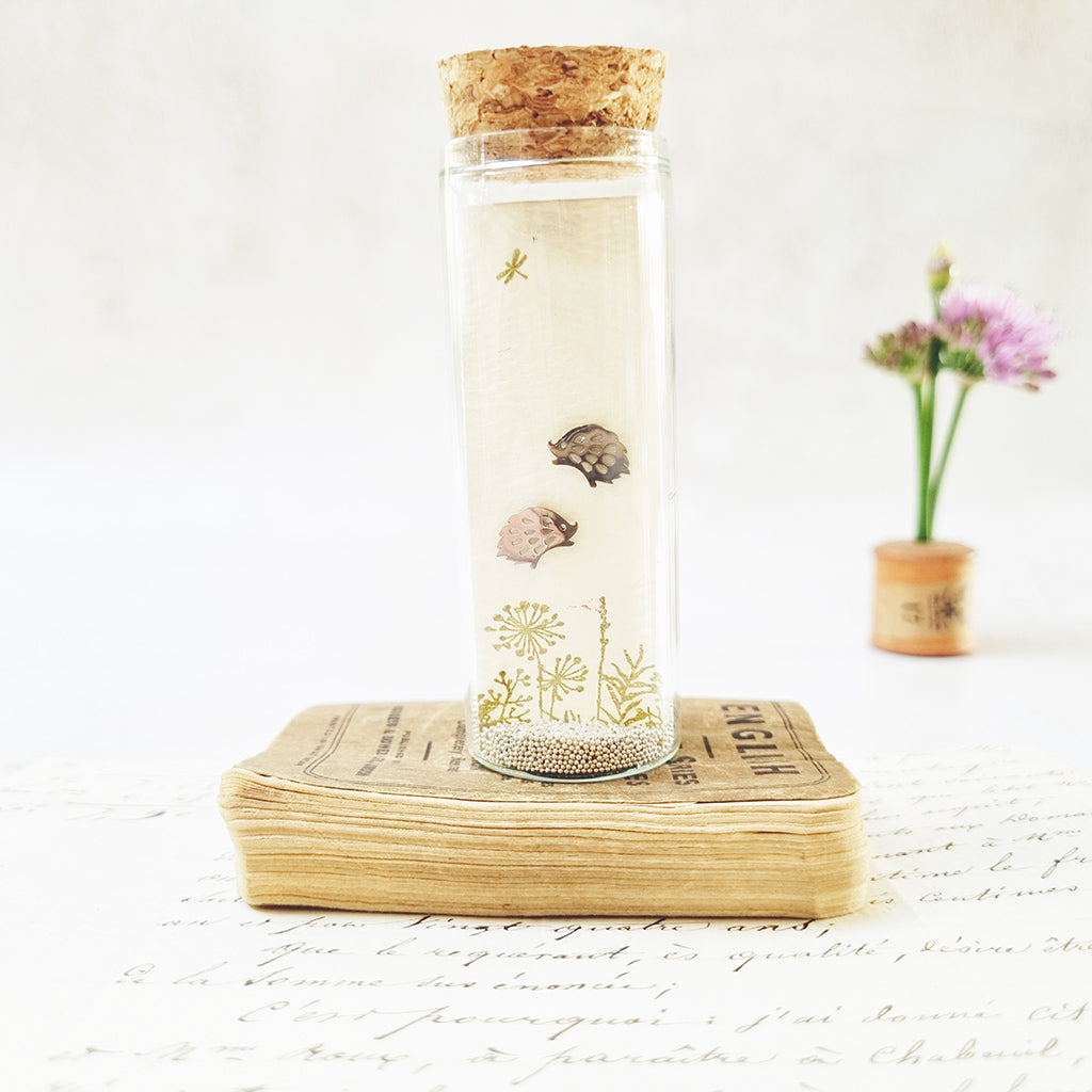 Classic hedgehog stud earrings in a bottle - Zamsoe