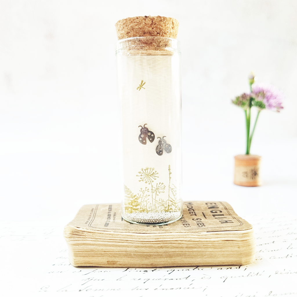 Classic ladybird stud earrings in a bottle - Zamsoe