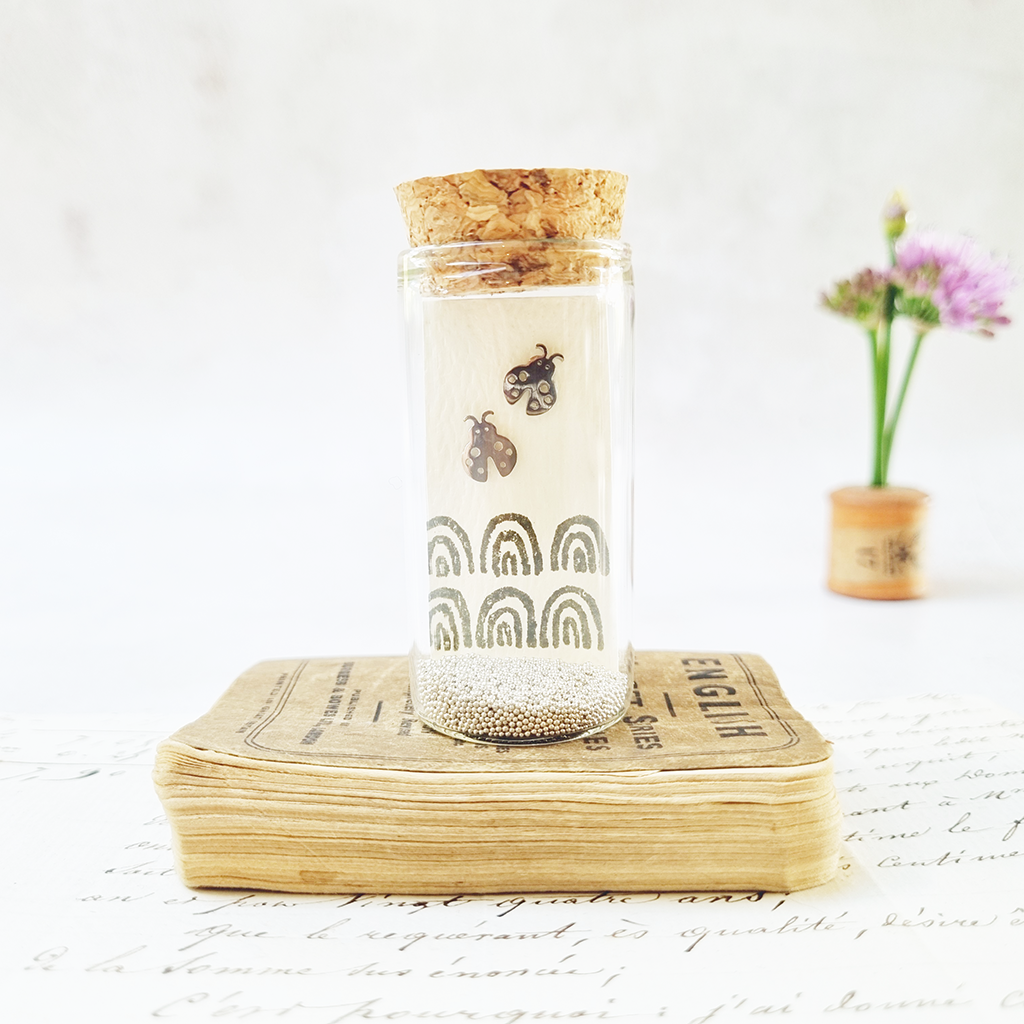 Bold ladybird stud earrings in a bottle - Zamsoe