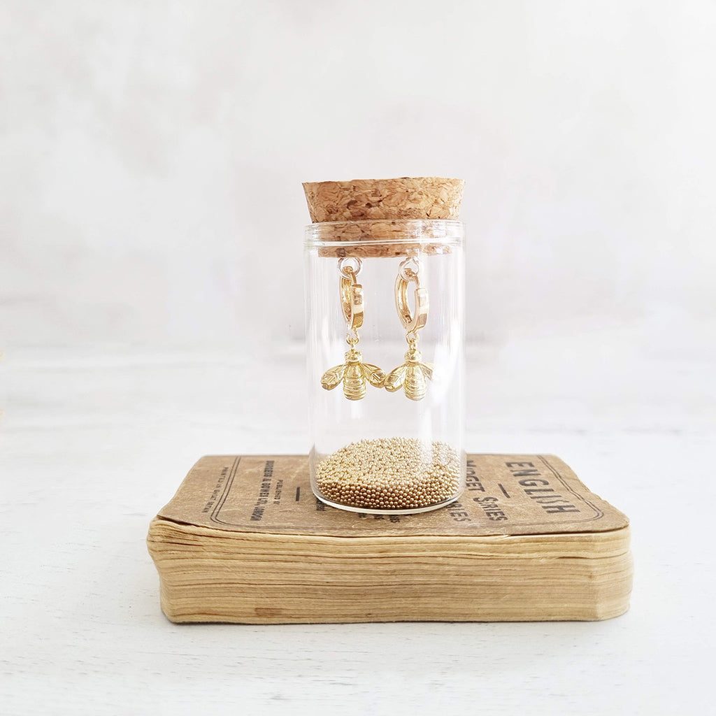 Bee Petite Gold Earrings in a bottle - 803 - Zamsoe