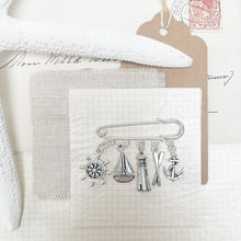 Load image into Gallery viewer, Sailing Boat &amp; Lighthouse Charm Kilt Pin

