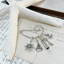Load image into Gallery viewer, The Mariner: Sailing Boat &amp; Lighthouse Swirl Brooch
