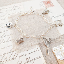 Load image into Gallery viewer, Sewing Five Charm Silver Plated Bracelet
