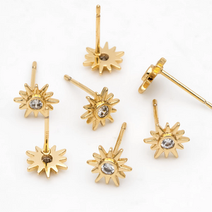 Gold Sunburst Stud Earring in a Bottle