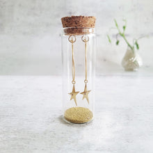 Load image into Gallery viewer, Gold Star with Crystal Oval Hoop Earrings in a Bottle
