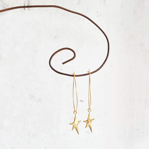 Gold Star with Crystal Oval Hoop Earrings in a Bottle