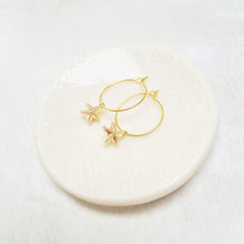 Load image into Gallery viewer, Gold Plated Starfish Hoop Earrings.
