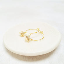 Load image into Gallery viewer, Gold Plated Starfish Hoop Earrings.
