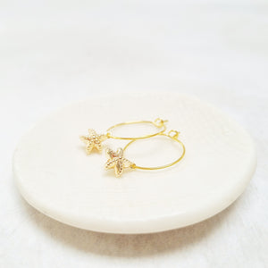 Gold Plated Starfish Hoop Earrings.