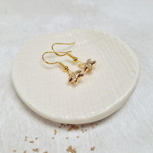 Gold Starfish French Hook Earrings in a Bottle