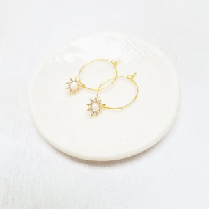 Gold Plated Crystal Sun Hoop Earrings.