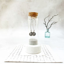 Load image into Gallery viewer, Silver Plated Swirl Pebble Oval Hoops in a Keepsake Bottle
