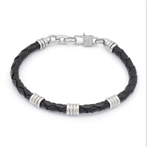 Men’s Italian Banded Leather Bracelet Black