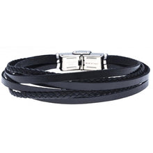 Load image into Gallery viewer, Men’s Italian Leather Multi-Strand Bracelet Black
