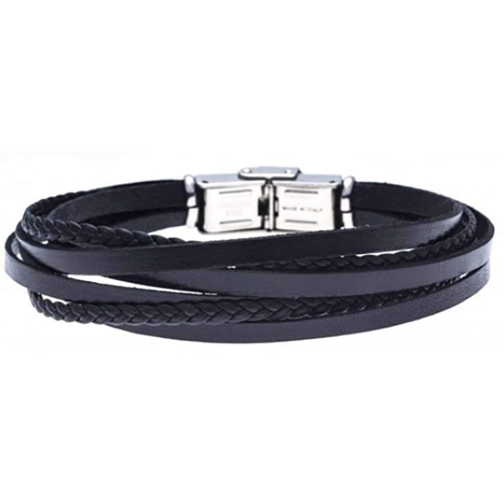 Men’s Italian Leather Multi-Strand Bracelet Black