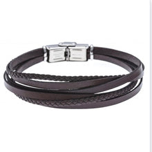 Load image into Gallery viewer, Men’s Italian Leather Multi-Strand Bracelet Brown
