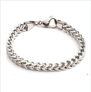 Stainless Steel Square Wheat Link Bracelet for Men 5mm