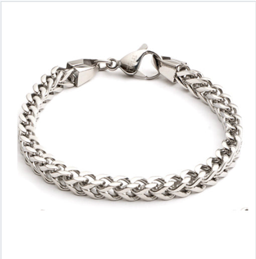 Stainless Steel Square Wheat Link Bracelet for Men 5mm