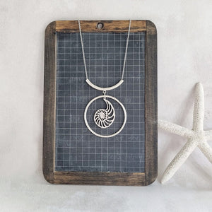 Abstract Ammonite and Circle Statement Necklace Zamsoe Necklace