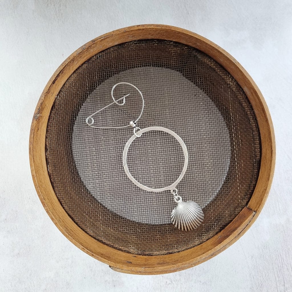 Abstract Circle and Shell Swirl Pin Brooch - 7 - Zamsoe