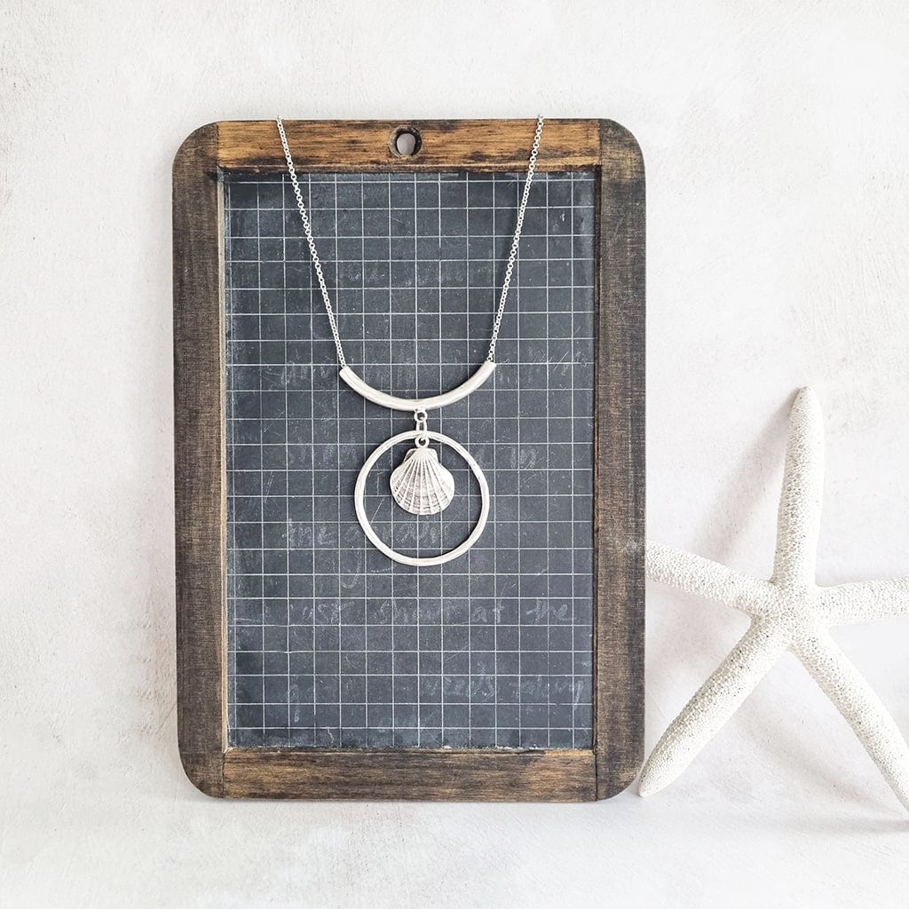 Abstract Shell and Circle Statement Necklace - 17 - Zamsoe