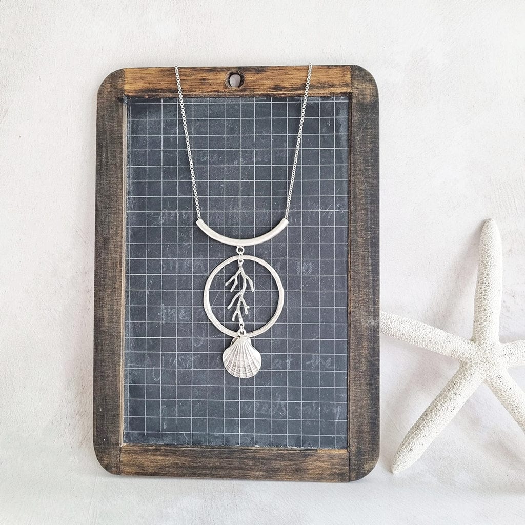 Abstract Shell and Coral Statement Necklace - 18 - Zamsoe