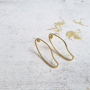 Abstract Oval Gold Earrings in a Bottle