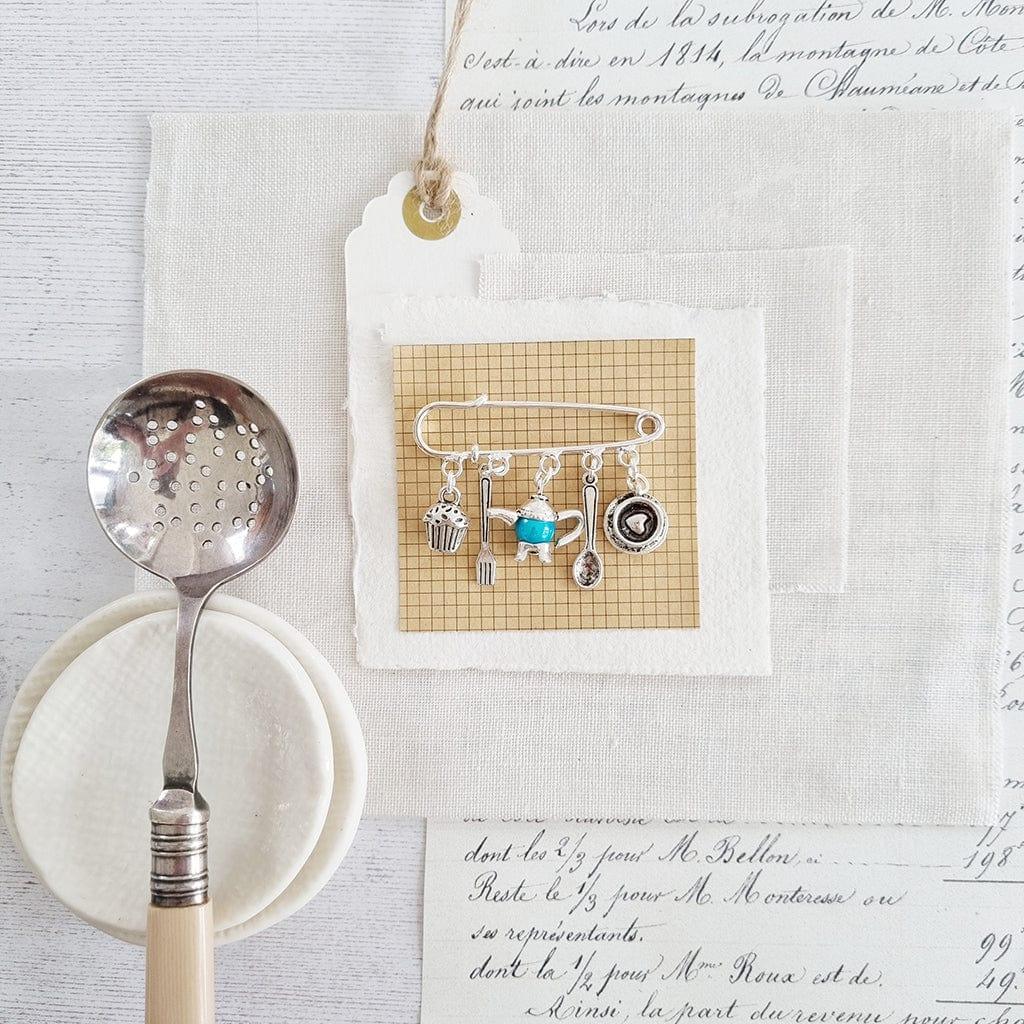 Afternoon Tea Silver Plated Brooch