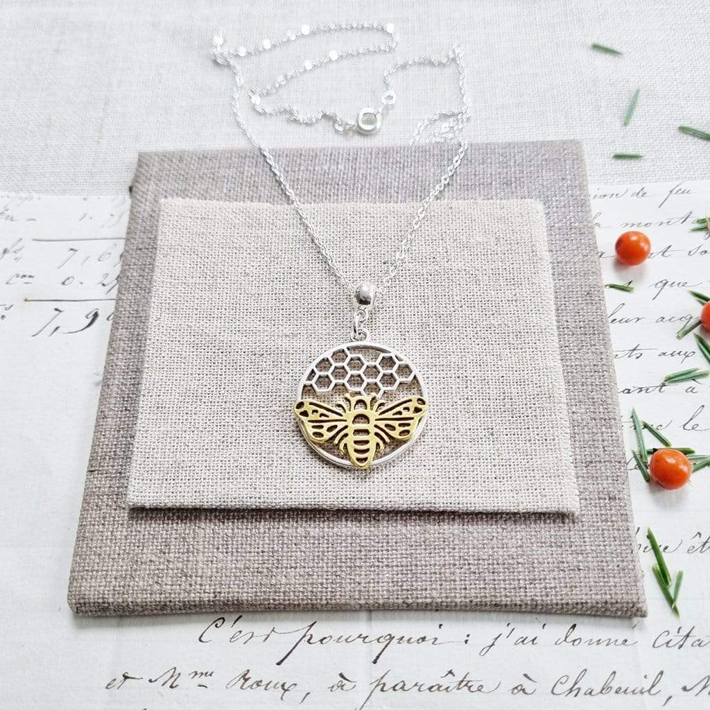 Bee and Honeycomb Necklace - 66 - Zamsoe
