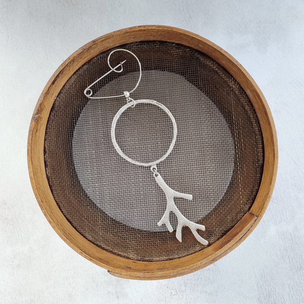 Abstract Circle and Coral Swirl Pin Brooch - 4 - Zamsoe