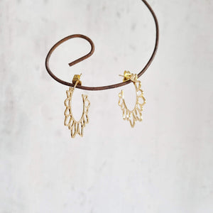 Flower Hoop Gold Earrings - 561