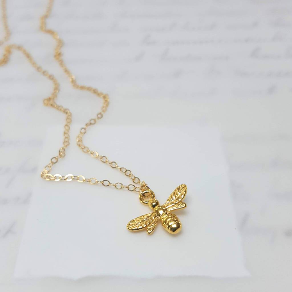 Gold Bee Necklace - 144 - Zamsoe
