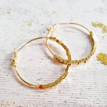 Load image into Gallery viewer, Gold Hoops with Little Cubes Earrings

