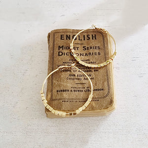 Gold Hoops with Little Cubes Earrings