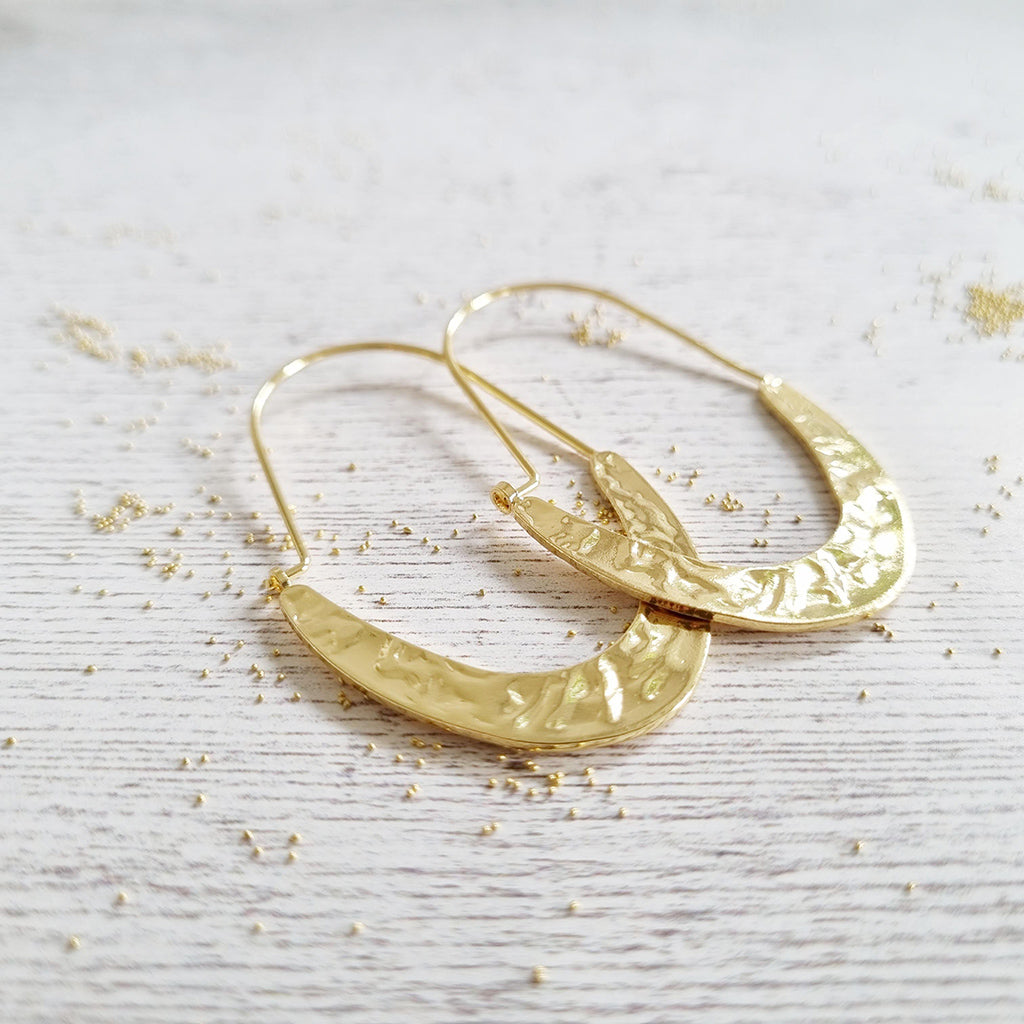 Hammered Gold Hoops Earrings